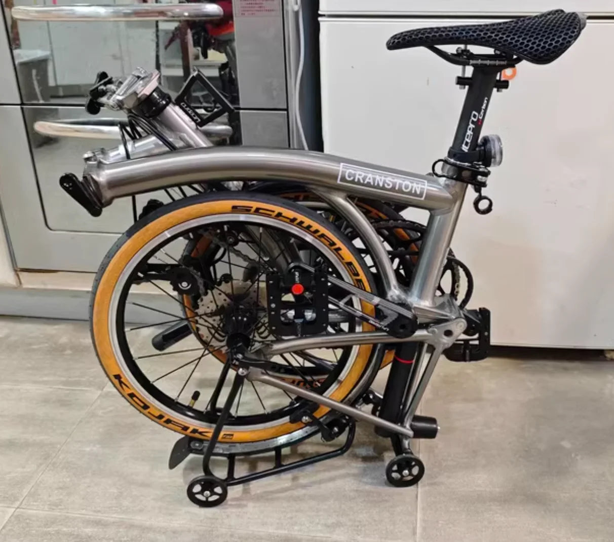 CRANSTON S9 Aluminum Alloy Frame 16 Inch 9 Speed Tri-fold Bicycle S /Y BAR Light Weight Foldable Bicycle Mini Folding Bike