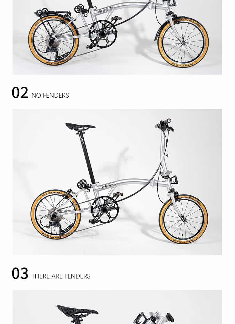 CRANSTON S9 Aluminum Alloy Frame 16 Inch 9 Speed Tri-fold Bicycle S /Y BAR Light Weight Foldable Bicycle Mini Folding Bike