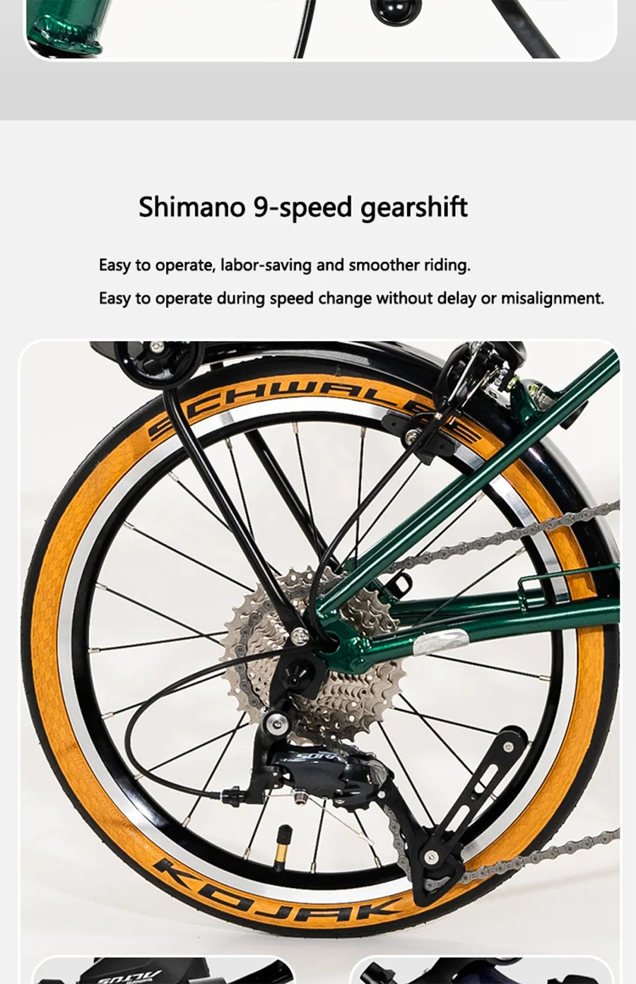 CRANSTON S9 Aluminum Alloy Folding Bike Ultralight and Portable 16 Inch 9 Speed Retro Commuter Folding Bicycle For Adult
