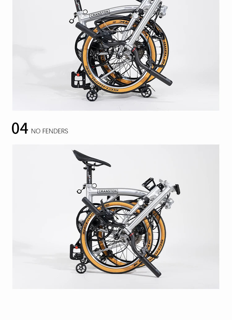CRANSTON S9 Aluminum Alloy Frame 16 Inch 9 Speed Tri-fold Bicycle S /Y BAR Light Weight Foldable Bicycle Mini Folding Bike