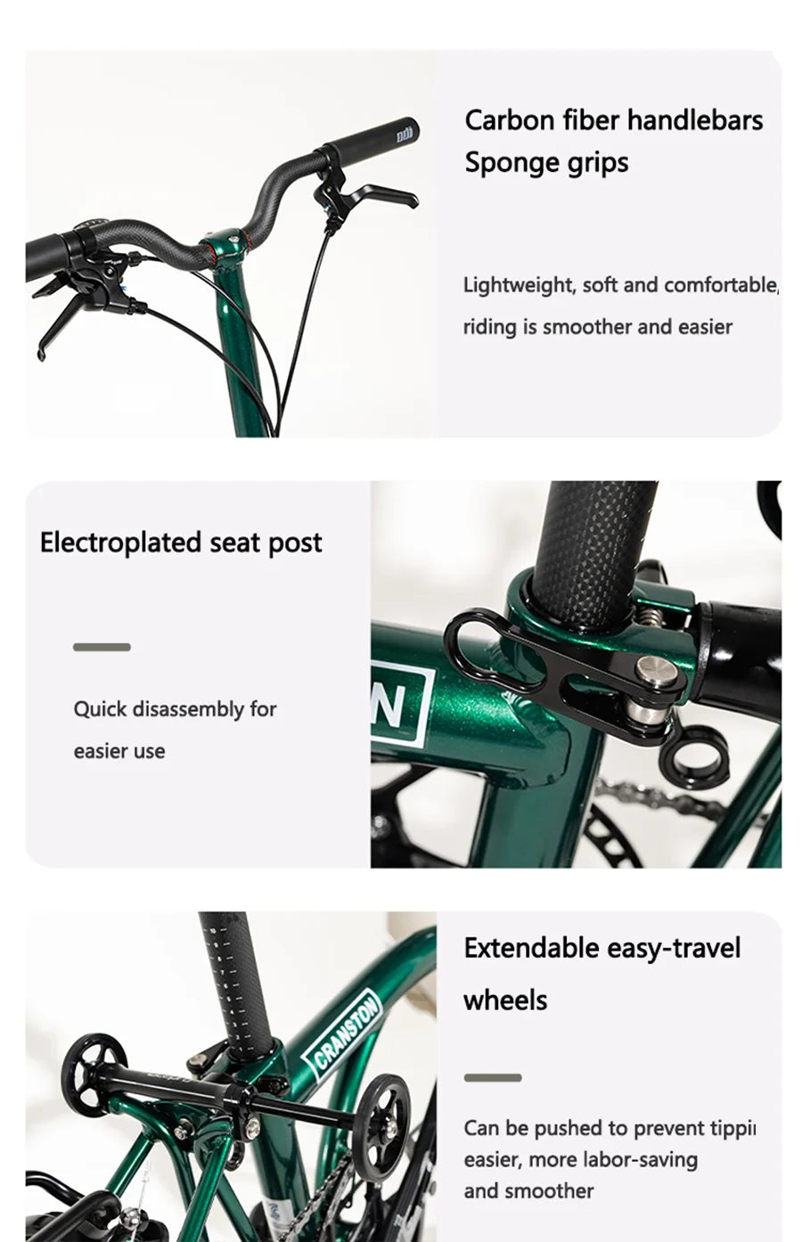 CRANSTON S9 Aluminum Alloy Folding Bike Ultralight and Portable 16 Inch 9 Speed Retro Commuter Folding Bicycle For Adult