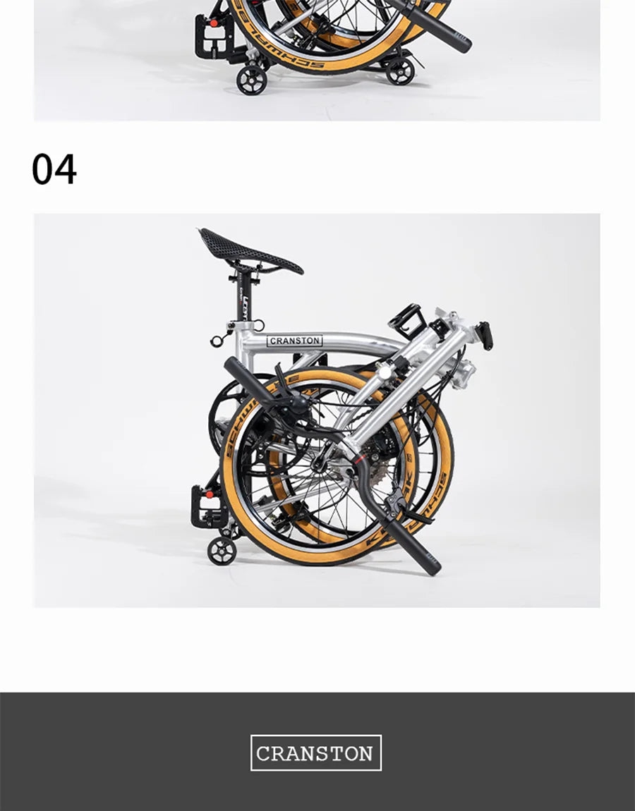 S9 16inch 9 Speed Tri-fold Folding Bike Aluminum Alloy Frame Disc Brake Lightweight Portable Adult Folding Bicycle