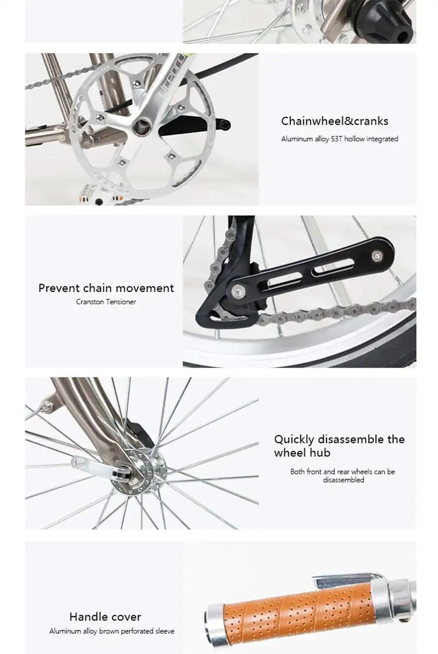 CRANSTON Lightweight Bicycle Tri-fold Design 16Inch 9 Speed Full Shockingproof Frame Dual C-Brake Portable Outdoor MINI Bike