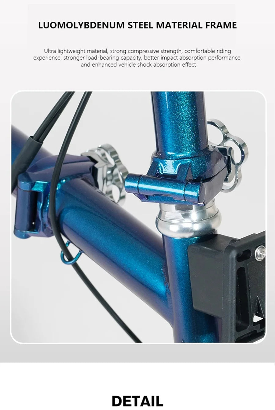 Cranston 20 Inch 9 Speed Dual V-Brake Portable CRMO Tri Fold Frame 53T CNC Crankset 20 Inch Wheel Folding City Bicycle