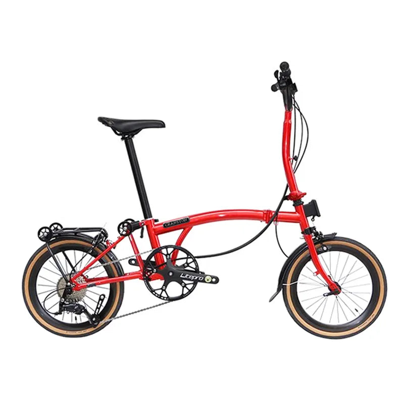 Cranston16 Inch 9-Speed Lightweight Foldable Bike Chromoly Steel Frame Dual C-Brakes Bicycle Quick Fold for Easy Carry