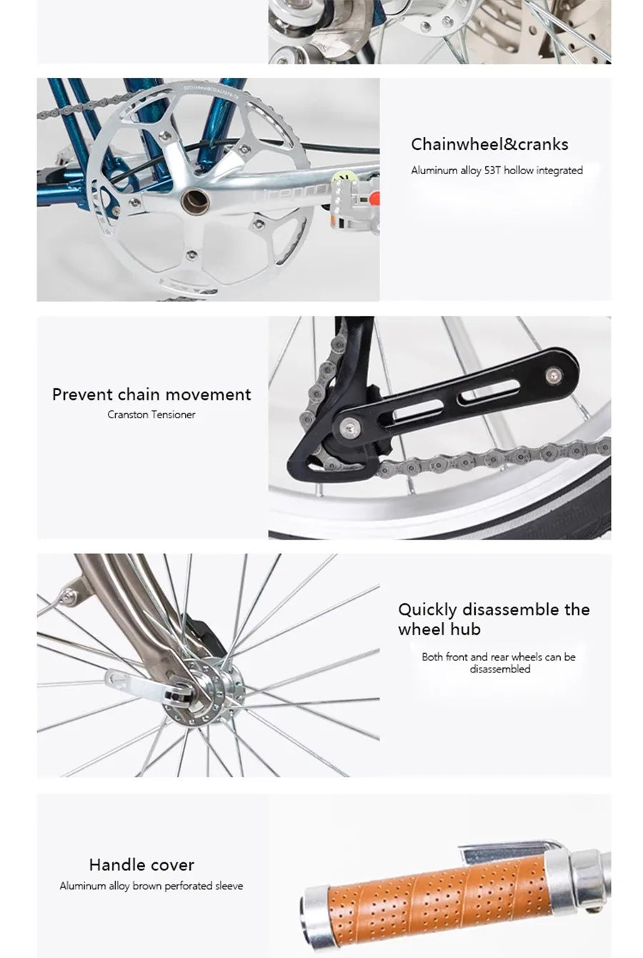 Cranston16 Inch 9-Speed Lightweight Foldable Bike Chromoly Steel Frame Dual C-Brakes Bicycle Quick Fold for Easy Carry