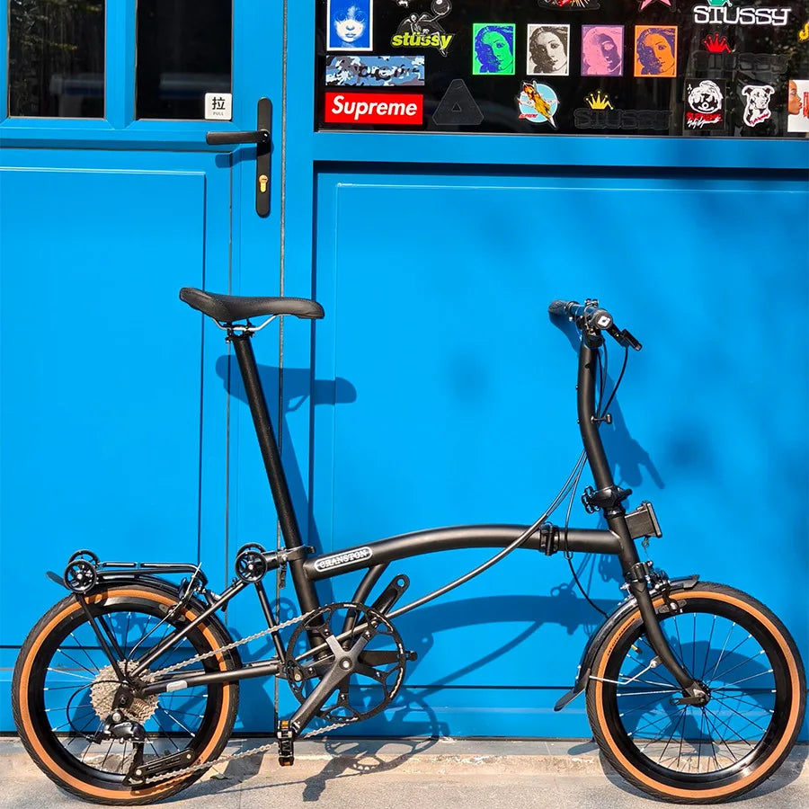 Cranston16 Inch 9-Speed Lightweight Foldable Bike Chromoly Steel Frame Dual C-Brakes Bicycle Quick Fold for Easy Carry