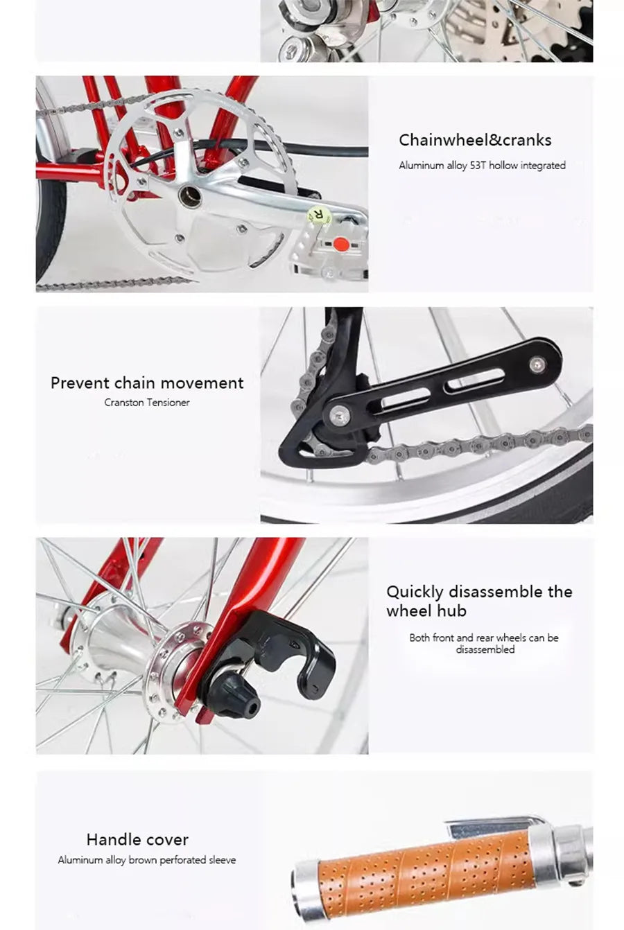 CRANSTON 20 Inch 9 Speed CRMO Tri Fold Frame Dual V-Brake Portable 53T CNC Crankset 20 Inch Wheel Folding Bike City Bicycle