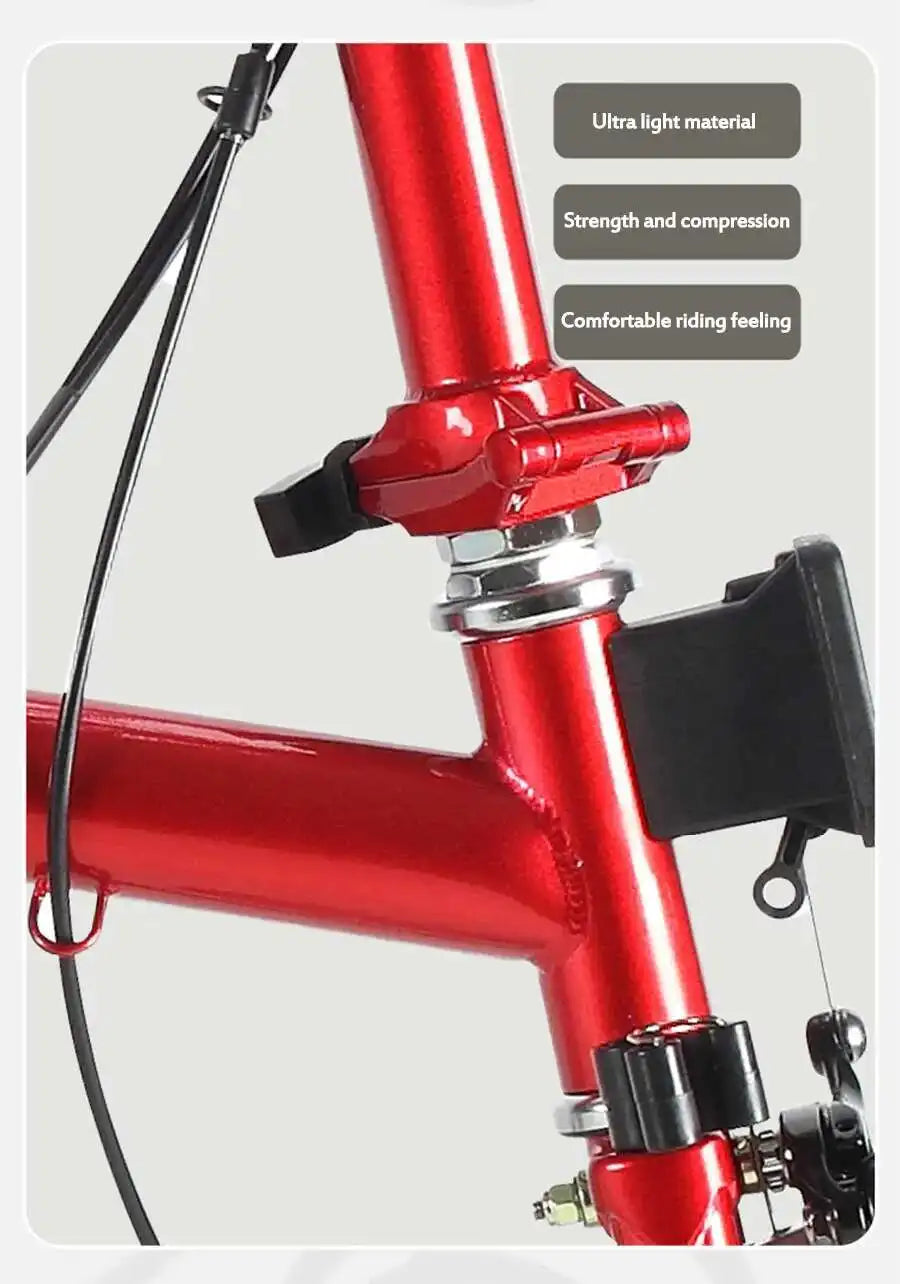 Cranston Ultra Portable 20'' 9-Speed Folding Bicycle Chromoly Steel Frame Dual C Brakes Bike Ideal for City Commute & Travel