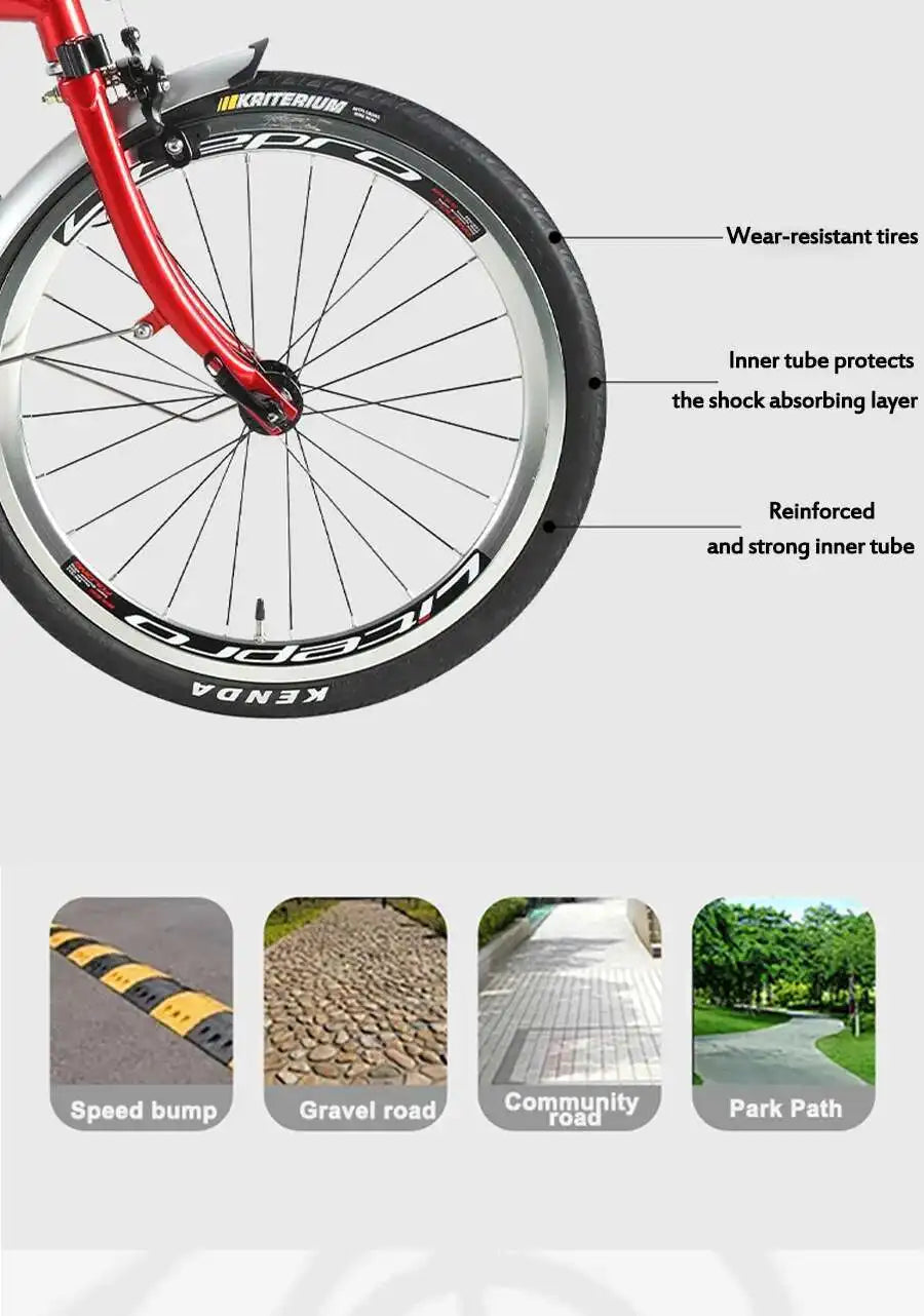Cranston Ultra Portable 20'' 9-Speed Folding Bicycle Chromoly Steel Frame Dual C Brakes Bike Ideal for City Commute & Travel