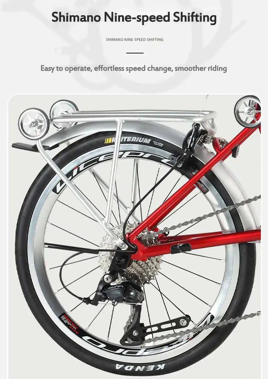Cranston Ultra Portable 20'' 9-Speed Folding Bicycle Chromoly Steel Frame Dual C Brakes Bike Ideal for City Commute & Travel