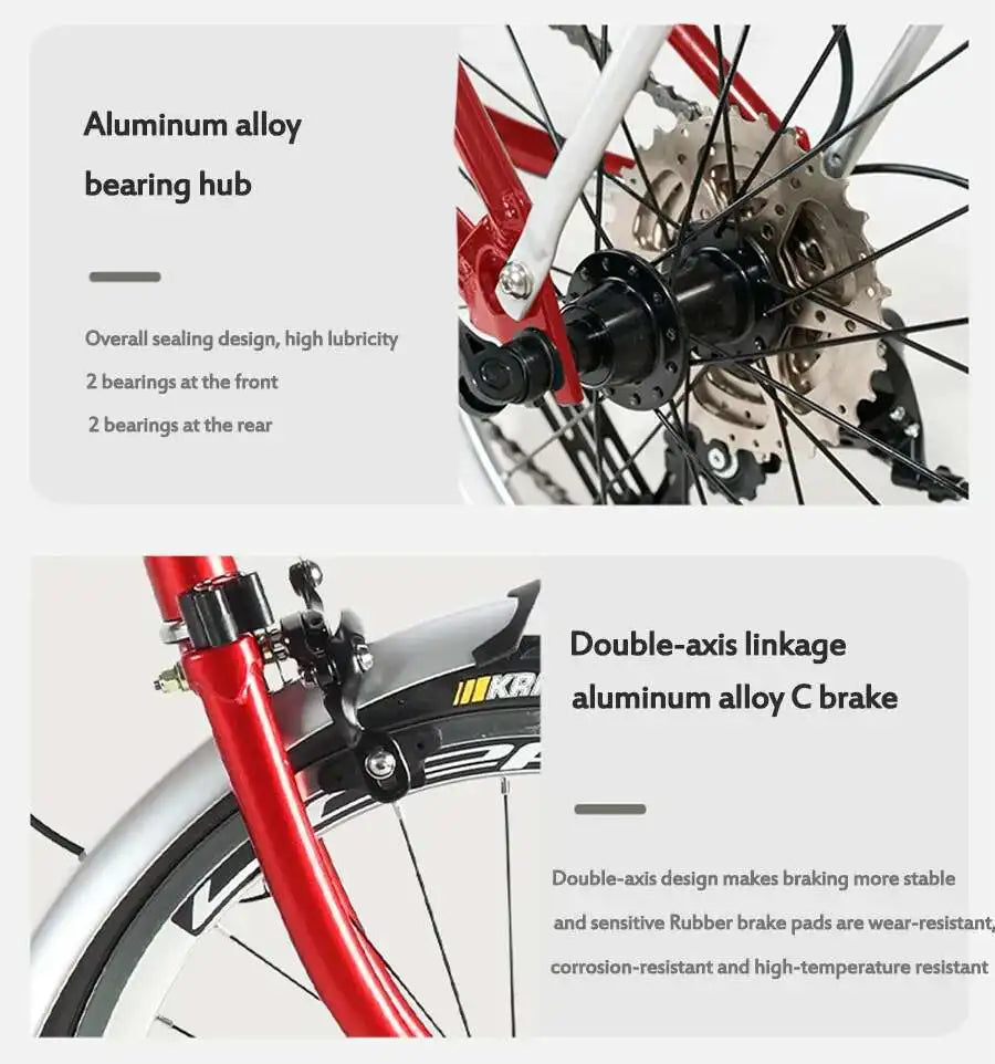 Cranston Ultra Portable 20'' 9-Speed Folding Bicycle Chromoly Steel Frame Dual C Brakes Bike Ideal for City Commute & Travel