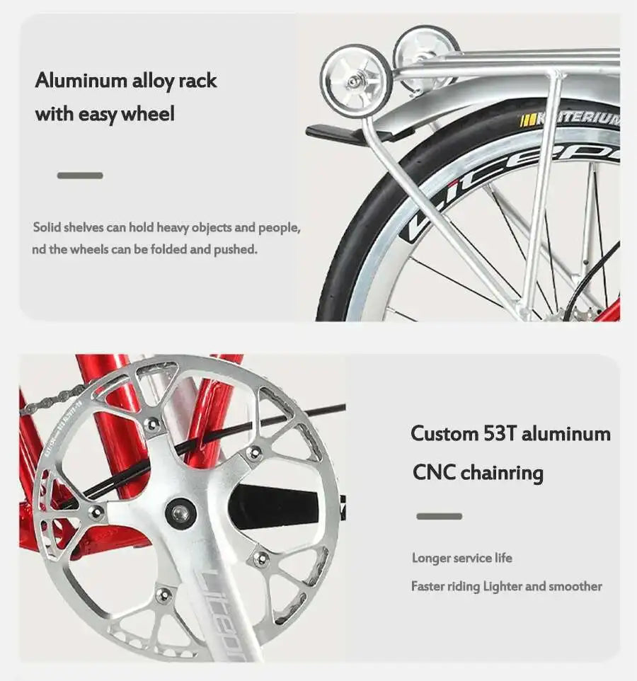 Cranston Ultra Portable 20'' 9-Speed Folding Bicycle Chromoly Steel Frame Dual C Brakes Bike Ideal for City Commute & Travel