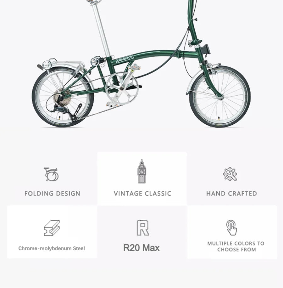 CRANSTON 20 Inch Bicycle 9-speed Folding Bike Carbon Steel Tri Fold Frame 53T CNC Crankset 406 Wheel MINI Folding City Bicycle
