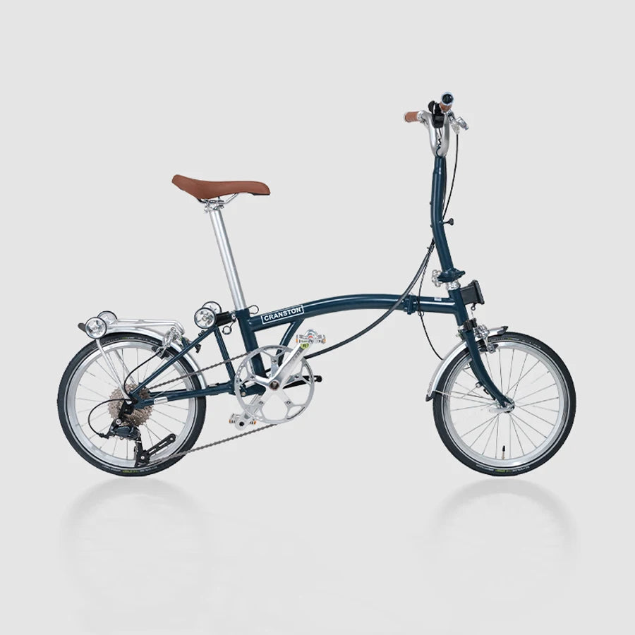CRANSTON-Lightweight Folding Bicycle for Adults Portable Road Bike Outdoor City Bike Night Blue M/ S Handle 9-Speed, 16 Inch