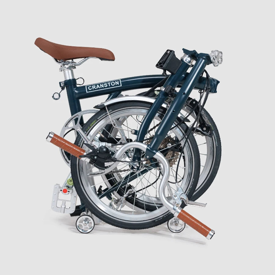 CRANSTON-Lightweight Folding Bicycle for Adults Portable Road Bike Outdoor City Bike Night Blue M/ S Handle 9-Speed, 16 Inch