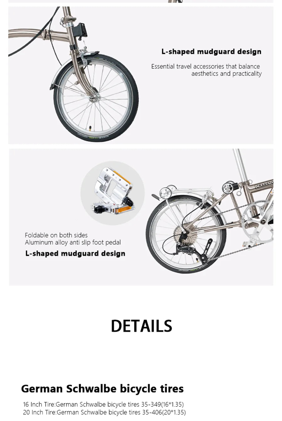 CRANSTON 20 Inch 9 Speed Folding Bike CRMO Tri Fold Frame Dual V-Brake Portable 53T CNC Crankset 20 Inch Wheel City Bicycle 2025