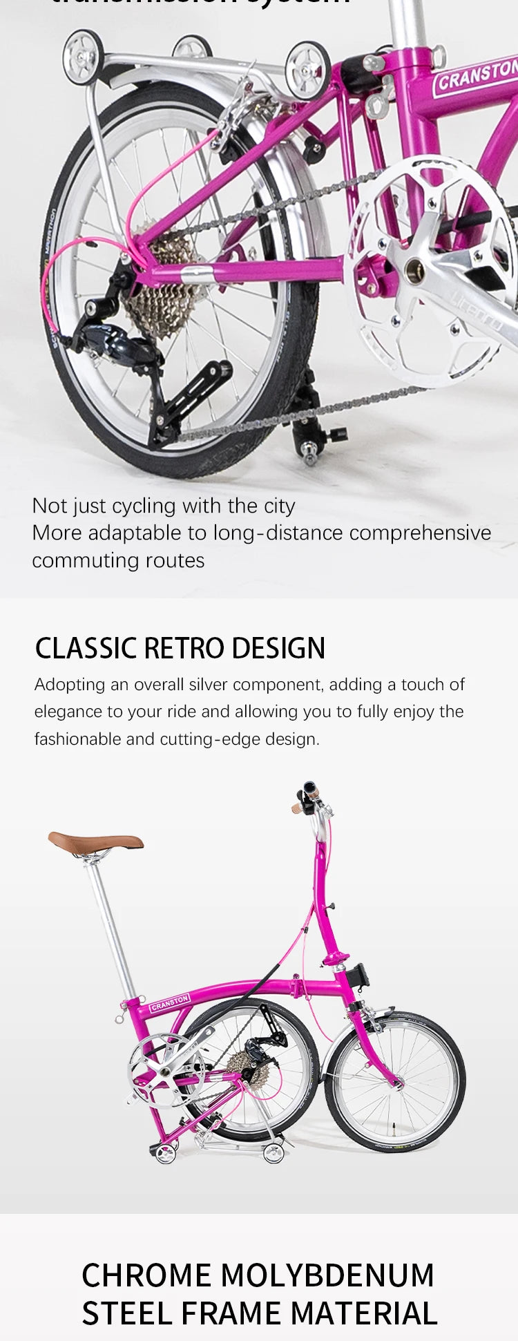 CRANSTON R9 Max 16-inch 9-speed Tri-folding Bike High Quality Steel Frame Light Weight Foldable Bike S bar M BAR Folding Bicycle