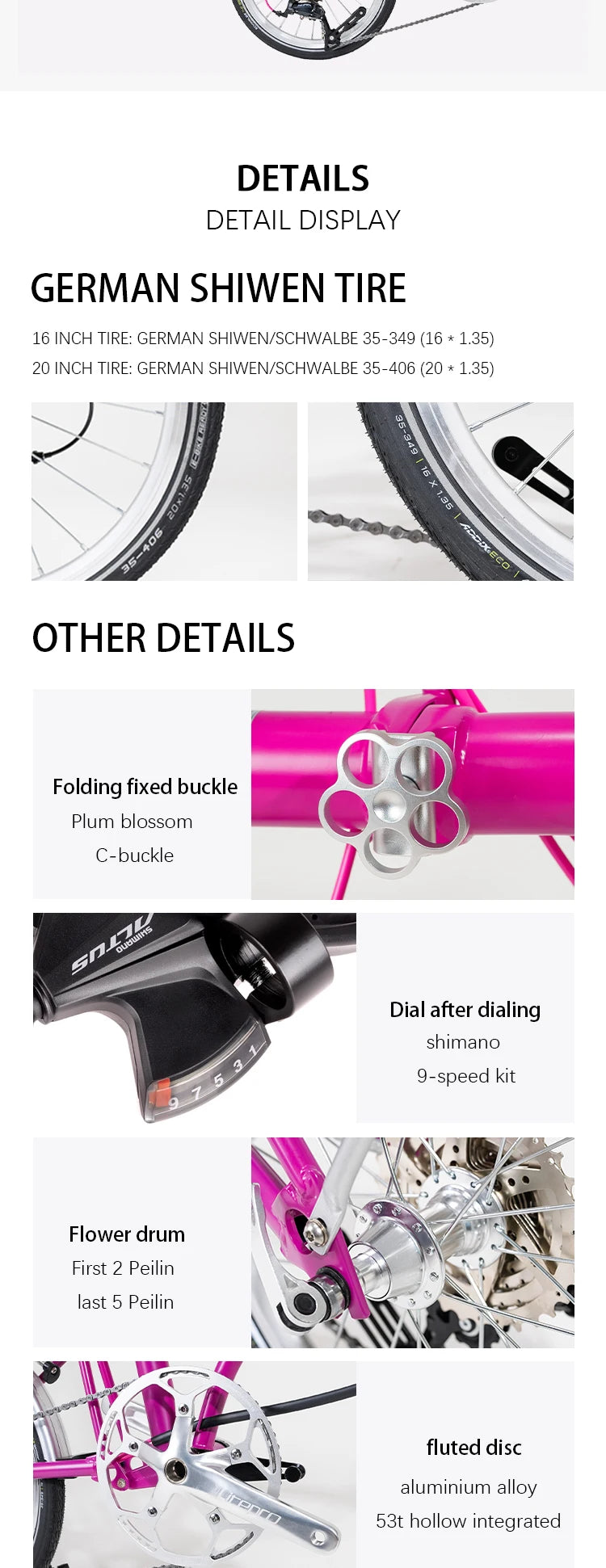 CRANSTON R9 Max 16-inch 9-speed Tri-folding Bike High Quality Steel Frame Light Weight Foldable Bike S bar M BAR Folding Bicycle