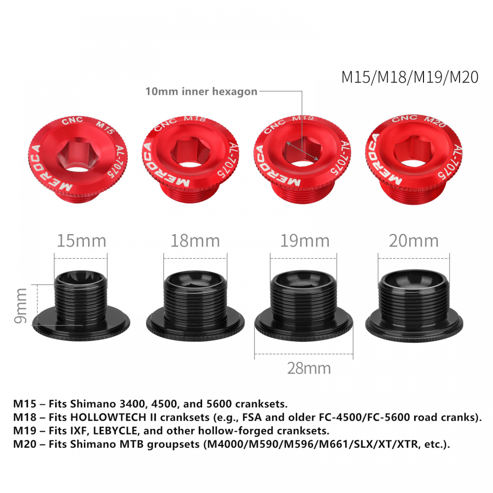 Mountain Bike Aluminum Alloy Crank Cover M15 M18 M20 Compatible With Shimano IXF M19 Craml Screw