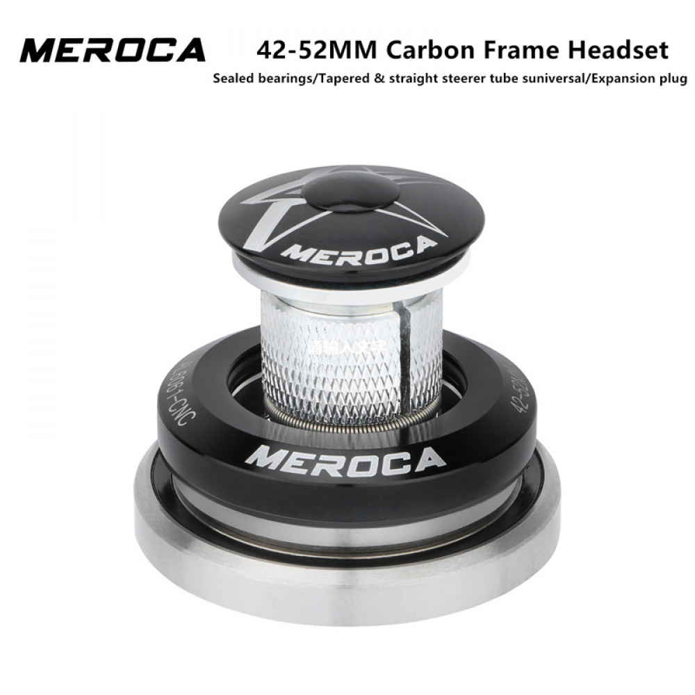 Meroca Bicycle Carbon Frame Headset 41.8/42-52mm Dual Bearing Expansion Plug Straight/Tapered Steerer Tubes Headset