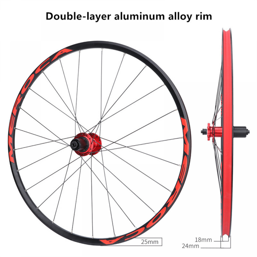 Meroca 26 27.5Inch QR Disc Brake 120-Click Wheelset Mountain Bike 32Holes 11S Aluminum Alloy Wheels