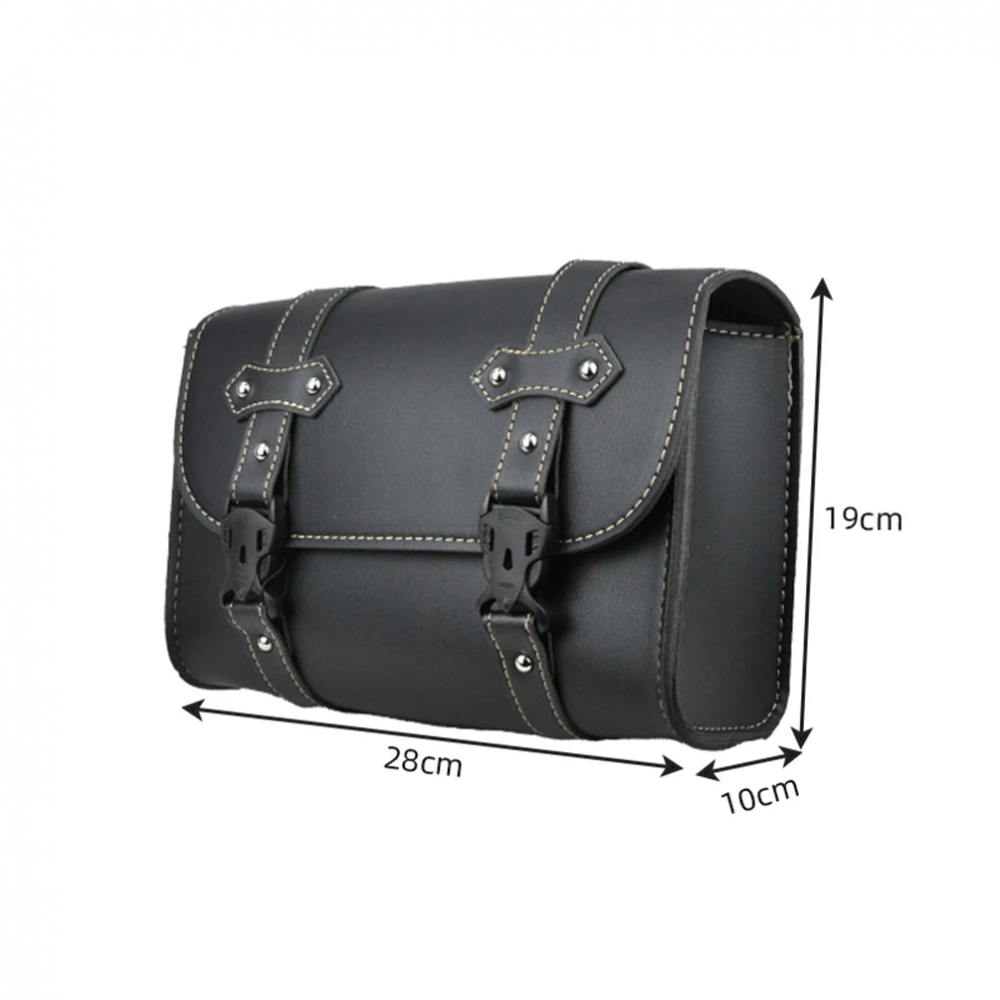 MEROCA Black Retro Leather Handlebar Bag with Black Buckle For Brompton/Dahon Bicycle