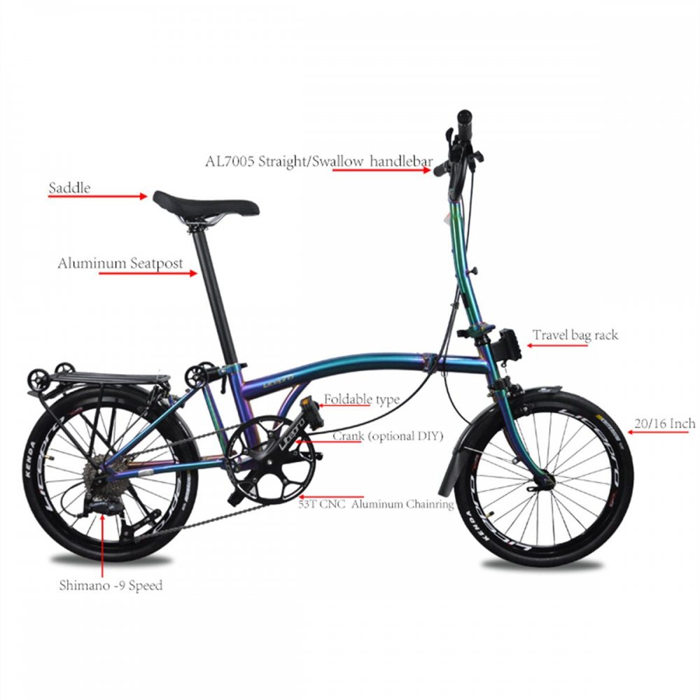 MEROCA 20Inch External 9 Speed Tri-fold Folding Bicycle Straight M Handlebar Steel Frame