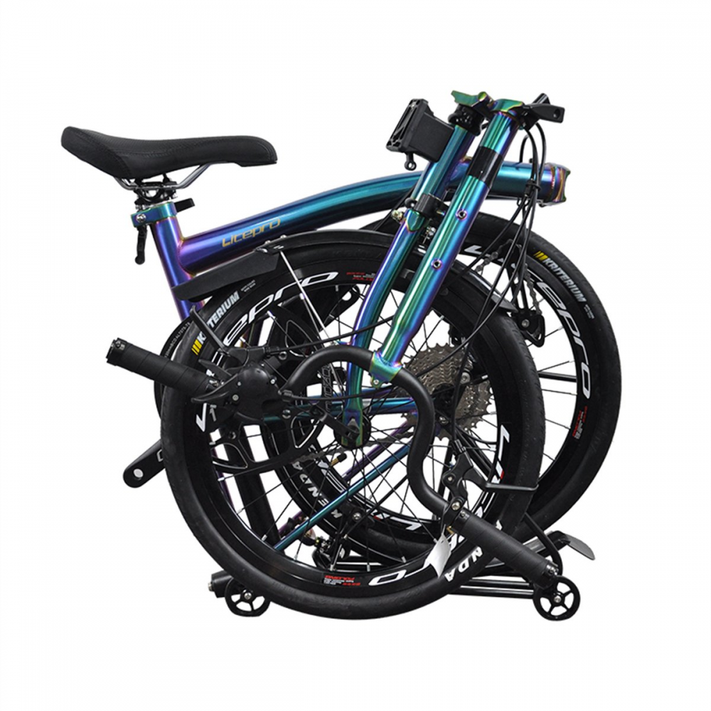 MEROCA 20Inch External 9 Speed Tri-fold Folding Bicycle Straight M Handlebar Steel Frame