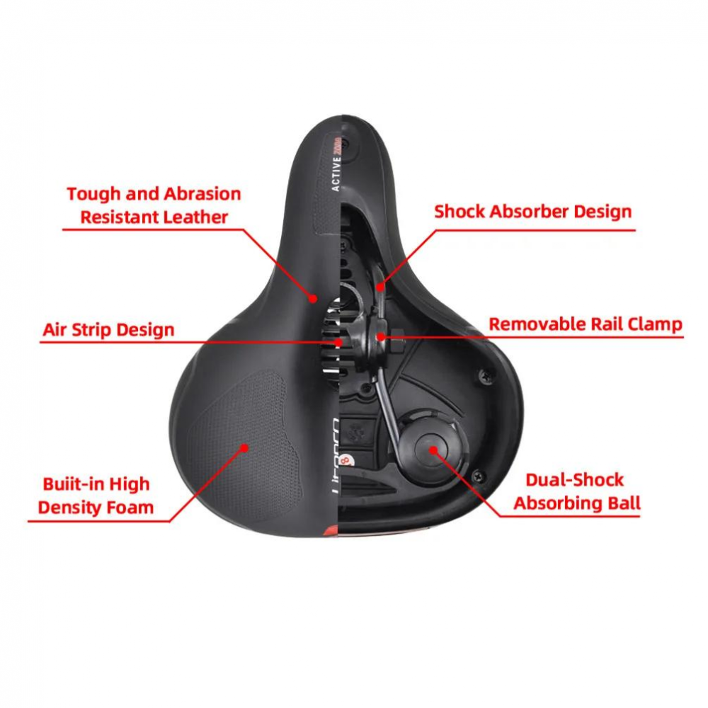 Meroca Shock Absorption Leather Saddle Folding Bicycle Waterproof Soft Large Area Cushion For MTB Road Bike