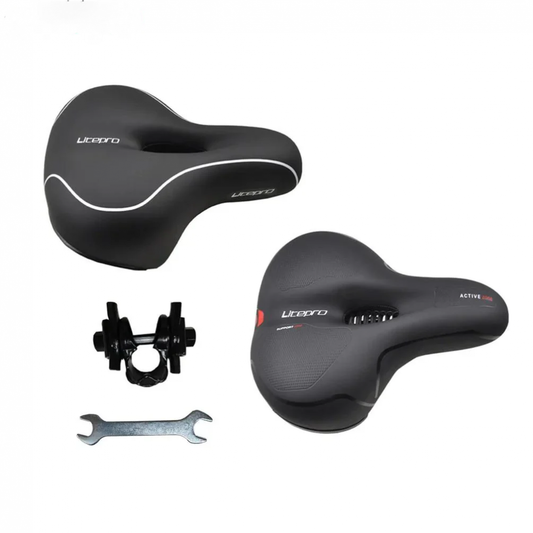 Meroca Shock Absorption Leather Saddle Folding Bicycle Waterproof Soft Large Area Cushion For MTB Road Bike