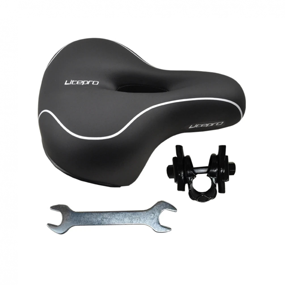 Meroca Shock Absorption Leather Saddle Folding Bicycle Waterproof Soft Large Area Cushion For MTB Road Bike