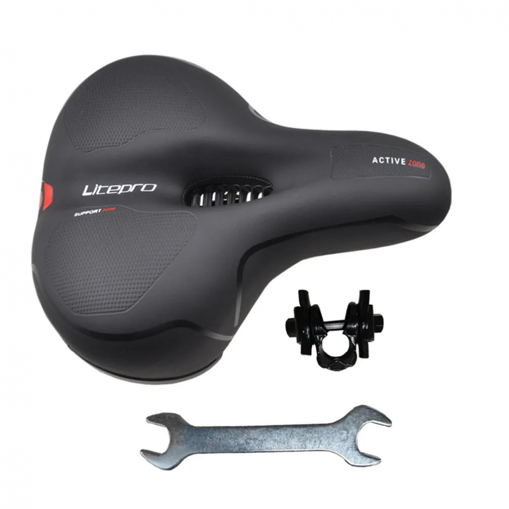 Meroca Shock Absorption Leather Saddle Folding Bicycle Waterproof Soft Large Area Cushion For MTB Road Bike