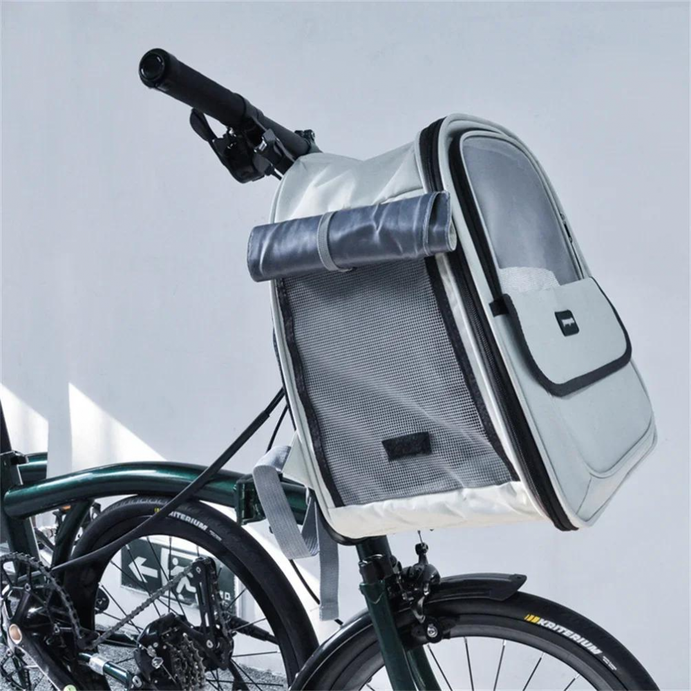 Meroca Pet Bicycle Front Basket Oxford Cloth Backpack Small Dog Cat Carrier Pouch