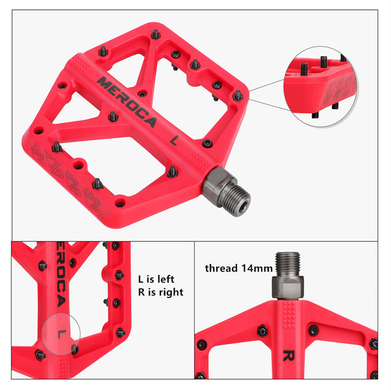 Meroca Mountain Bike Nylon Pedals Road Folding Bicycle Wide Anti Slip Bearings XC Pedal