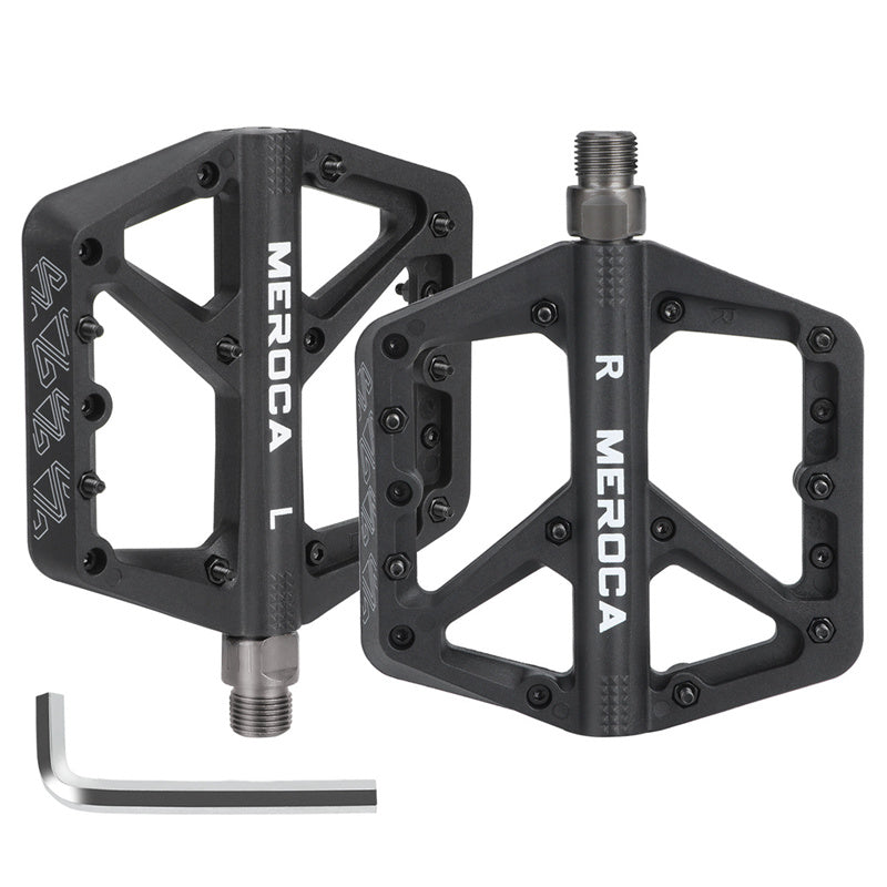 Meroca Mountain Bike Nylon Pedals Road Folding Bicycle Wide Anti Slip Bearings XC Pedal