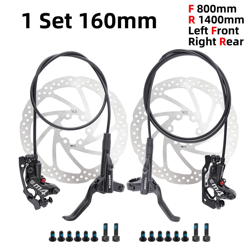 MEROCA Bicycle Oil Brake Mtb Left Front Brake MT420 800/1400mm Hydraulic Right Rear 160mm Disc Brake Bicycle Parts