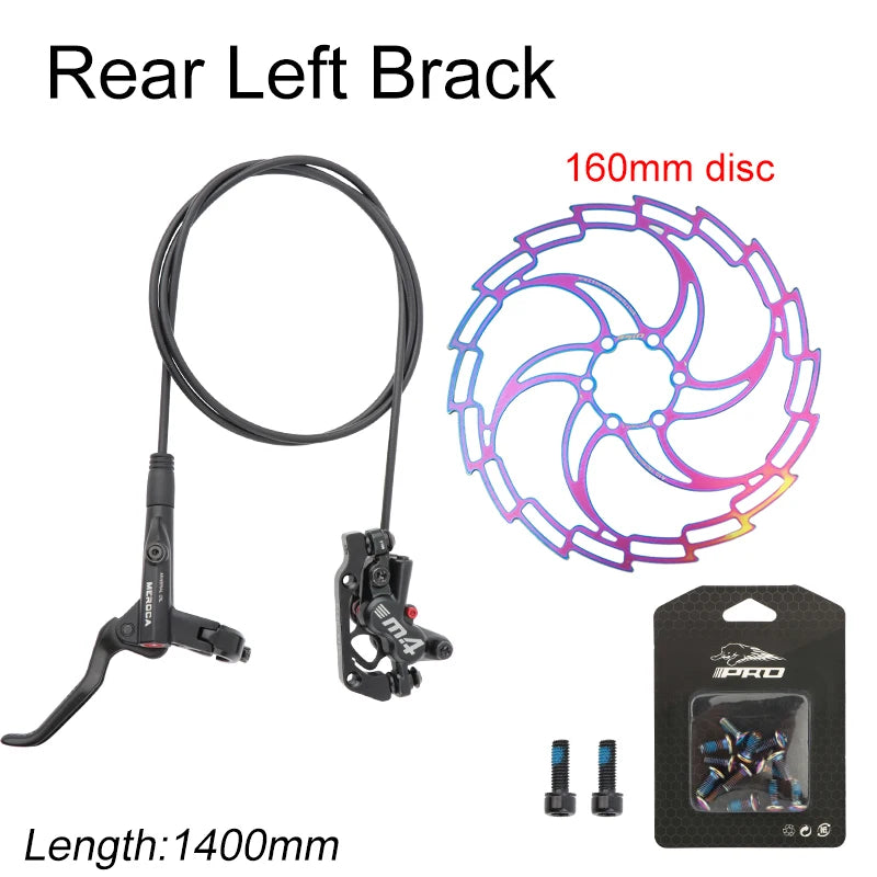MEROCA M4 Bicycle Brake Four Piston Mountain Bike Hydraulic Brakes 800/1400 mm 160 Rotor Disc Mineral Oil Brake MTB Patrts