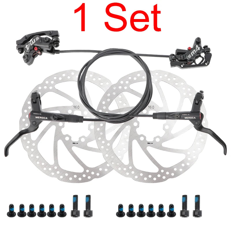 MEROCA M4 Bicycle Mtb Brake Hydraulic Disc Brake 160mm Rotor 4 Piston With Cooling Full Meatal Pad Mineral Oil Brake For E4 ZEE