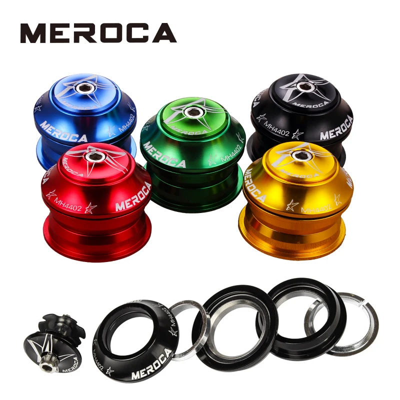 MEROCA Bicycle Headset 44mm 2 Bearing Aluminum Alloy Straight Tapered Tube Fork MTB Bike Headset Road Bike Headset Accessory