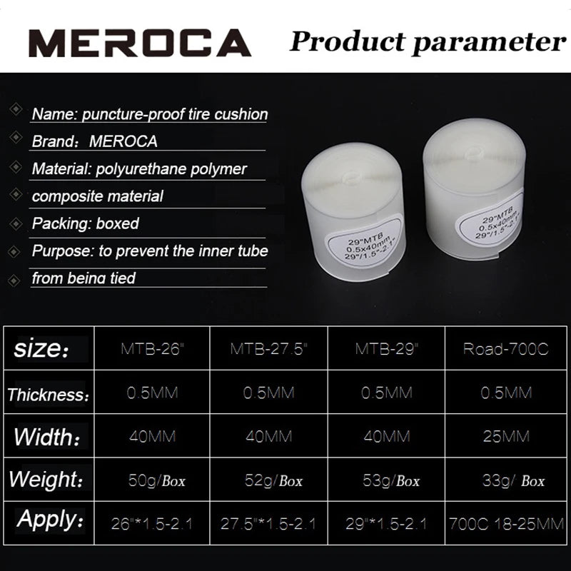 MEROCA 2pcs Bicycle Tire Liner Bike Puncture Proof Belt Protection Pad 700C 26 27.5 29 Inch MTB Road Bike Prevent Puncture Pad