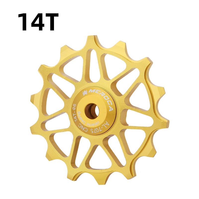 MEROCA Rear Derailleur Ceramic Pulley Aluminum Alloy 12/14T Silicon Nitride Bearing MTB Bicycle Guide Wheel Cycling Jockey Wheel