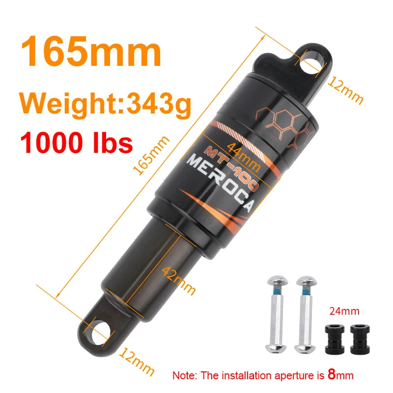 MEROCA Bicycle Rear Shock Absorber 125/150/165/190mm Aluminum Alloy Oil Spring Shock Absorber For Mountain Bike Electric Scooter