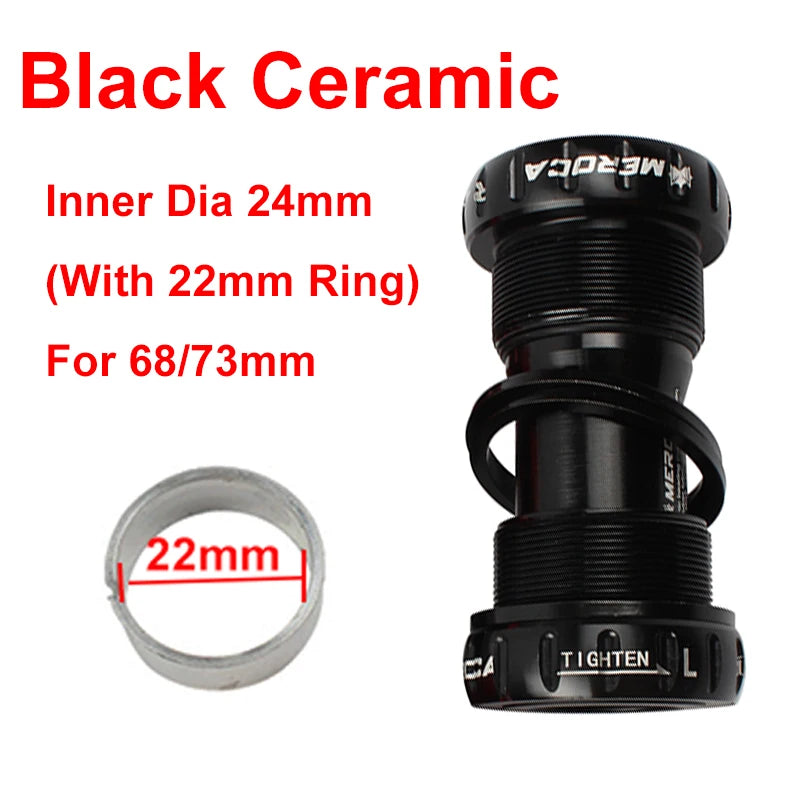 MEROCA BSA Bottom Bracket 68mm -73 Thread Lock CERAMIC Bearing BB For MTB Road Bike BCI.37-24T 24MM Bicycle Ceramic Center Axle
