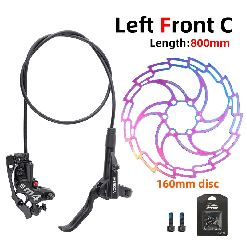 MEROCA Bicycle Oil Brake Mtb Left Front Brake MT420 800/1400mm Hydraulic Right Rear 160mm Disc Brake Bicycle Parts