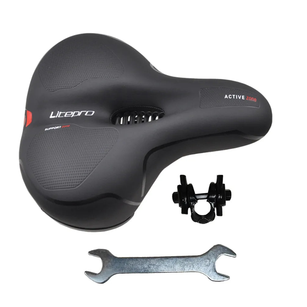 Meroca Shock Absorption Leather Saddle Folding Bicycle Waterproof Soft Large Area Cushion For MTB Road Bike