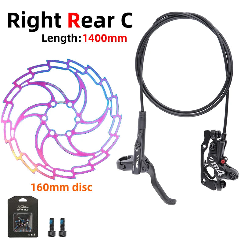 MEROCA Bicycle Oil Brake Mtb Left Front Brake MT420 800/1400mm Hydraulic Right Rear 160mm Disc Brake Bicycle Parts