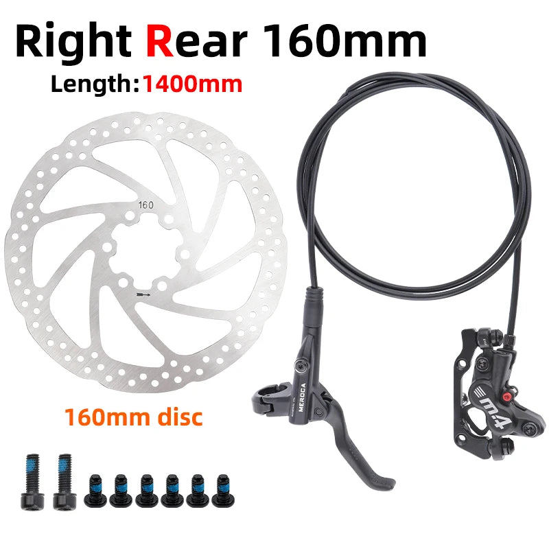 MEROCA Bicycle Oil Brake Mtb Left Front Brake MT420 800/1400mm Hydraulic Right Rear 160mm Disc Brake Bicycle Parts
