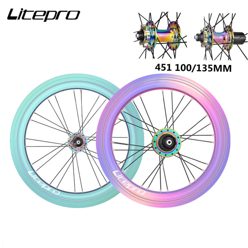MEROCA Litepro Elite AERO S42 20 Inch Wheelset 100/135mm 4 Bearings 451 V Disc Brake Rainbow Sealed Rims Wheel For 8/9/10/11 Speed