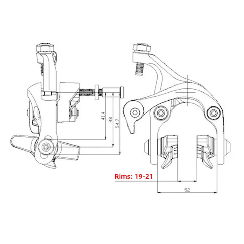 MEROCA Road Bike Brake Caliper Set 47-57mm Reach Front Rear Bicycle Brakes Cycling Brake Aluminum Alloy Dual Pivot Calipers